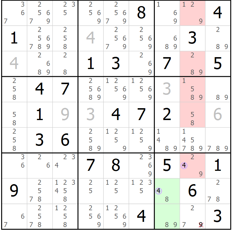 Position des candidats pour la solution de la Gr 44 page 47 du magazine de sudoku Suprême n° 024