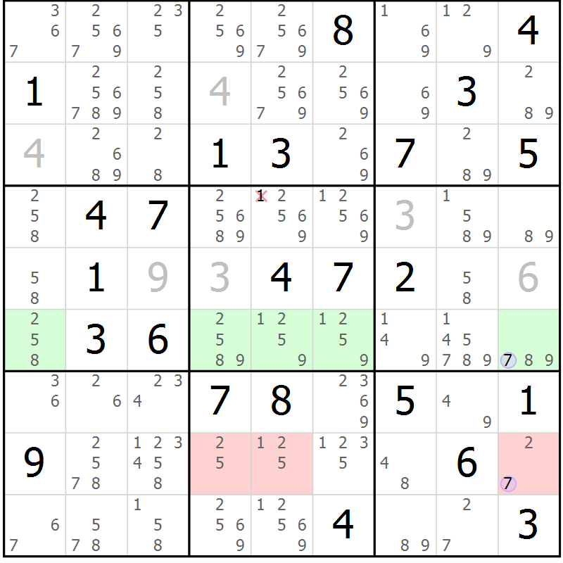 Position des candidats pour la solution de la Gr 44 page 47 du magazine de sudoku Suprême n° 024