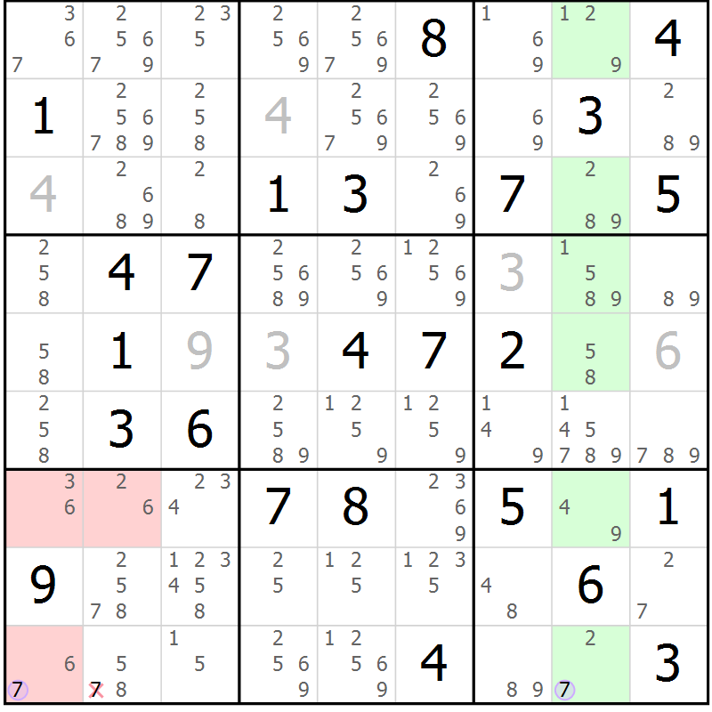 Position des candidats pour la solution de la Gr 44 page 47 du magazine de sudoku Suprême n° 024