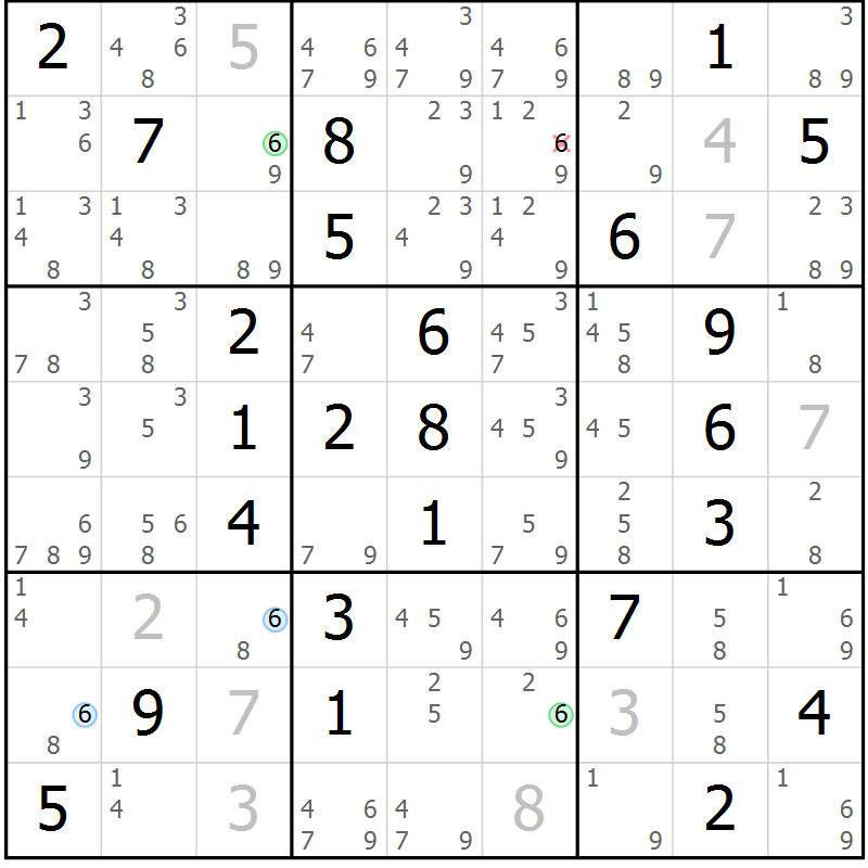 Position des candidats pour la solution de la Gr 45 page 48 du magazine de sudoku Suprême n° 024
