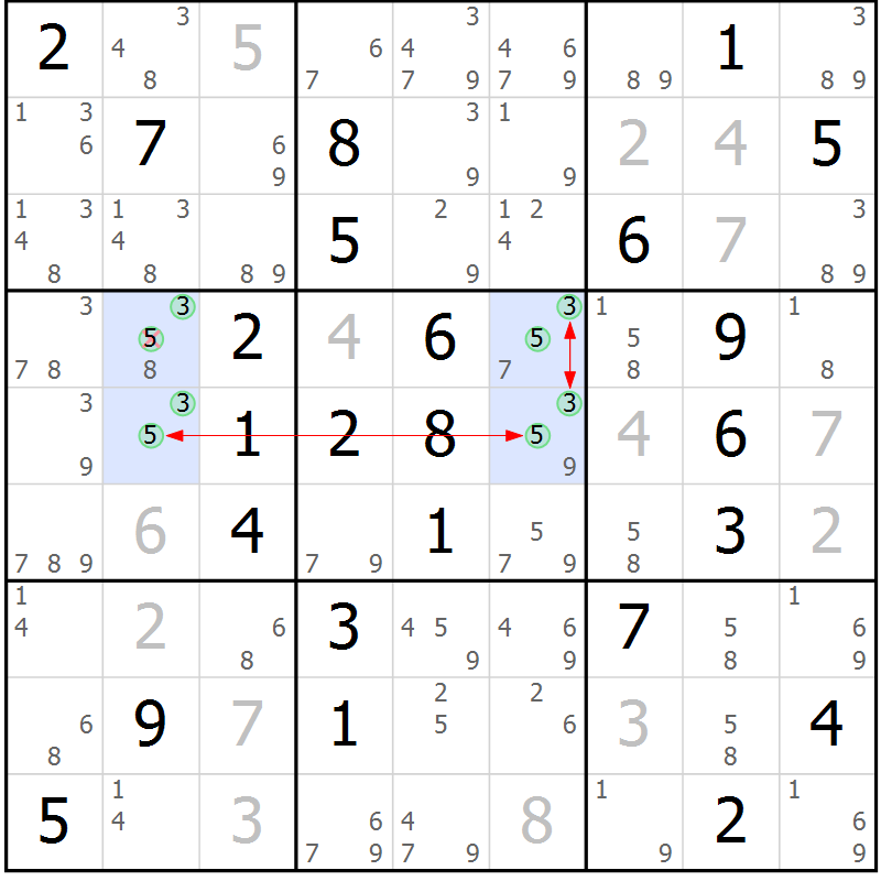 Position des candidats pour la solution de la Gr 45 page 48 du magazine de sudoku Suprême n° 024