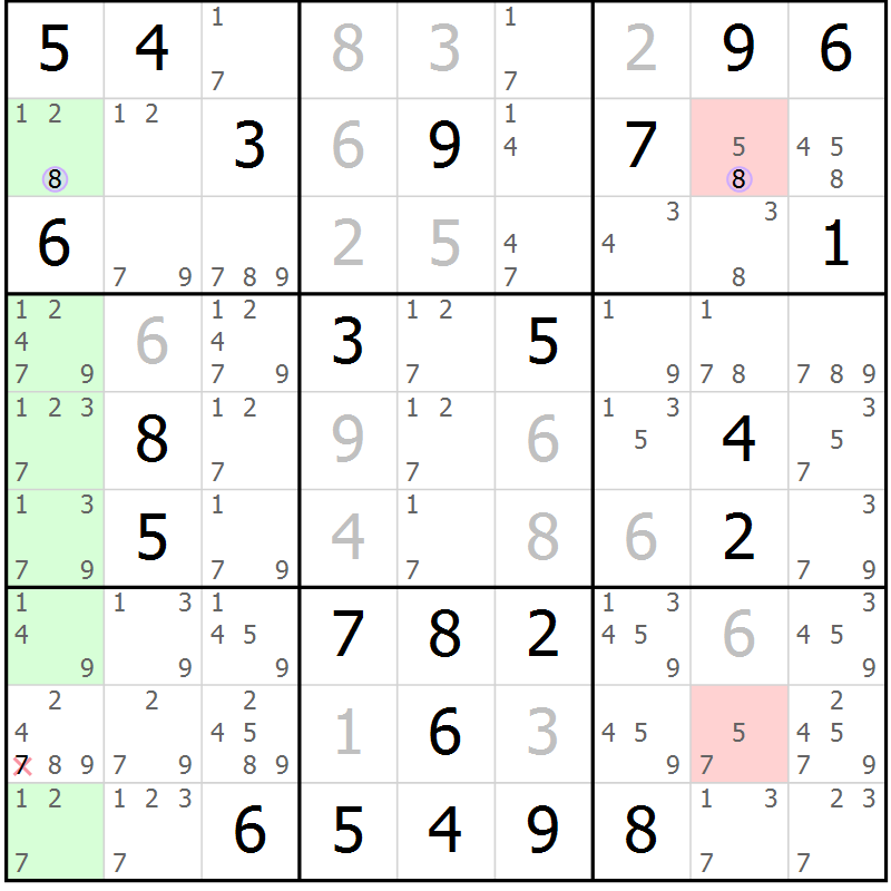 Position des candidats pour la solution de la Gr 46 page 49 du magazine de sudoku Suprême n° 024