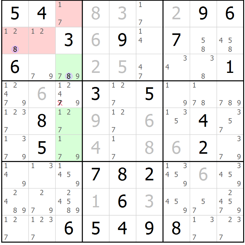 Position des candidats pour la solution de la Gr 46 page 49 du magazine de sudoku Suprême n° 024