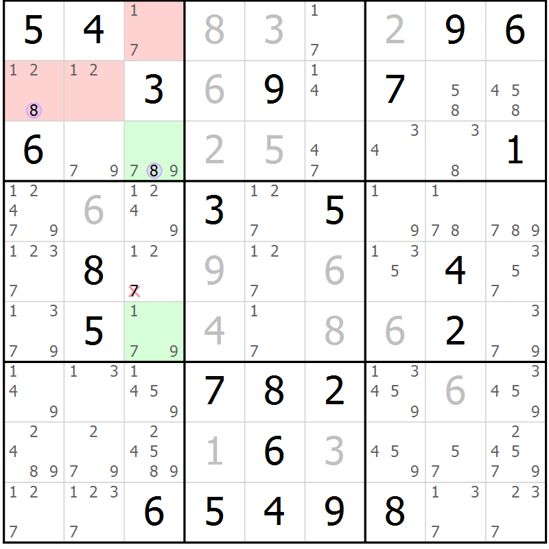 Position des candidats pour la solution de la Gr 46 page 49 du magazine de sudoku Suprême n° 024