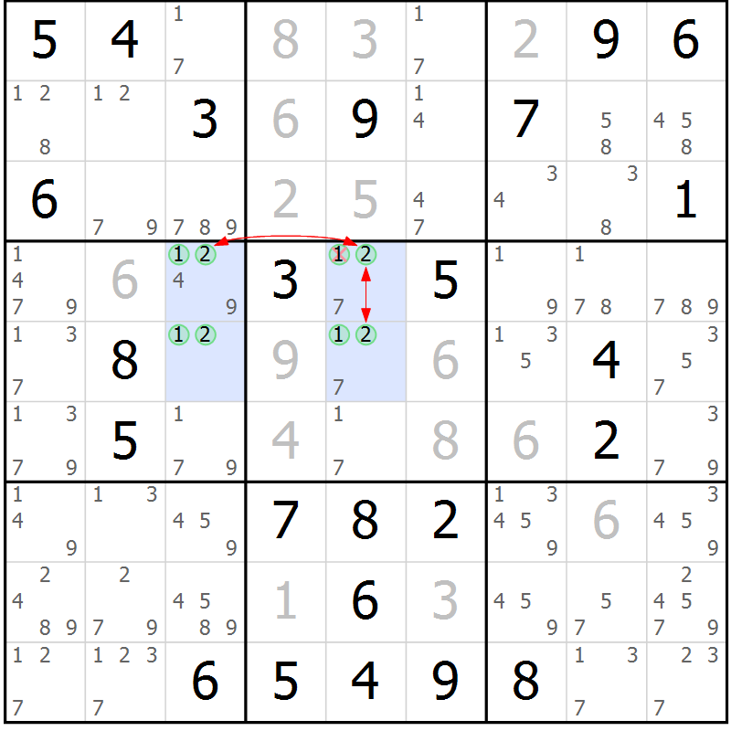 Position des candidats pour la solution de la Gr 46 page 49 du magazine de sudoku Suprême n° 024