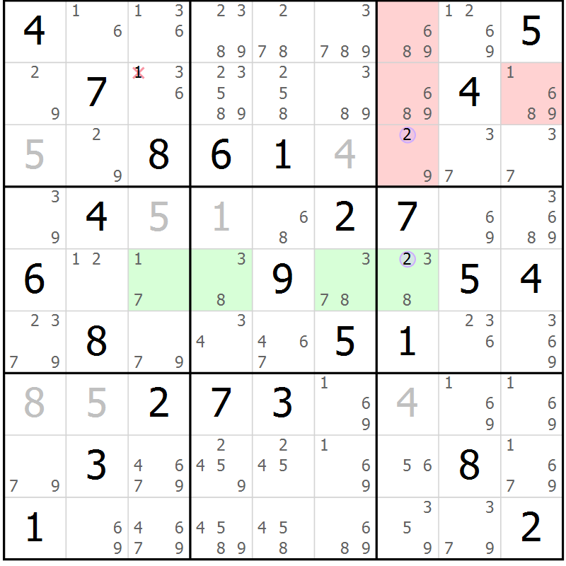 Position des candidats pour la solution de la Gr 47 page 50 du magazine de sudoku Suprême n° 024