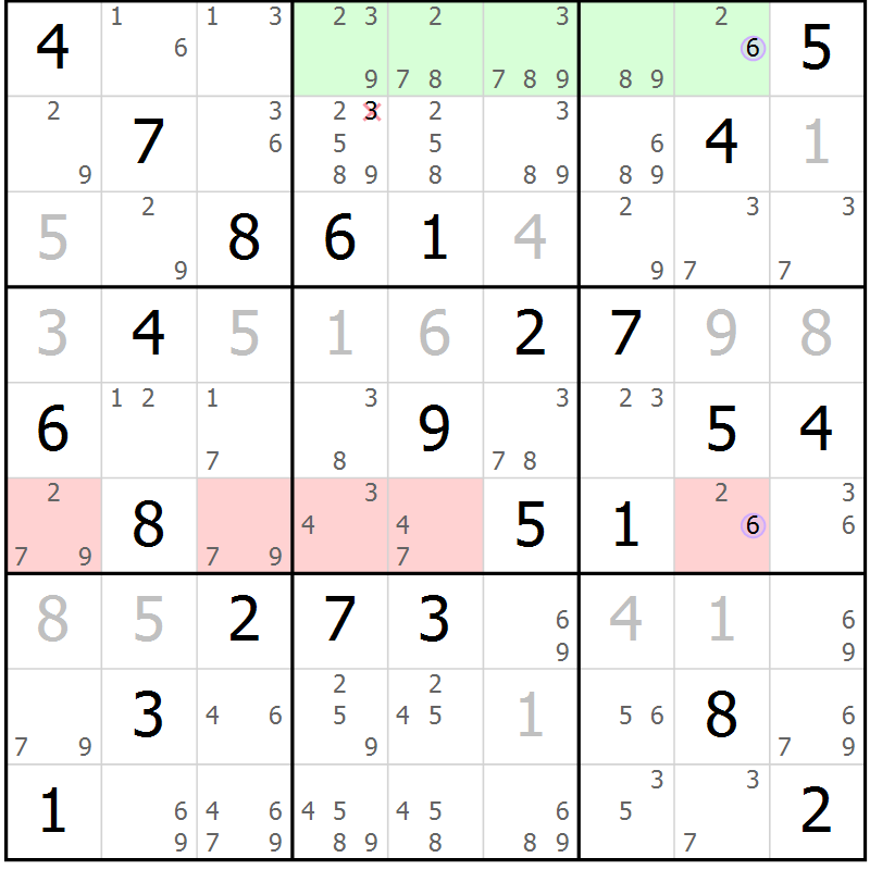 Position des candidats pour la solution de la Gr 47 page 50 du magazine de sudoku Suprême n° 024