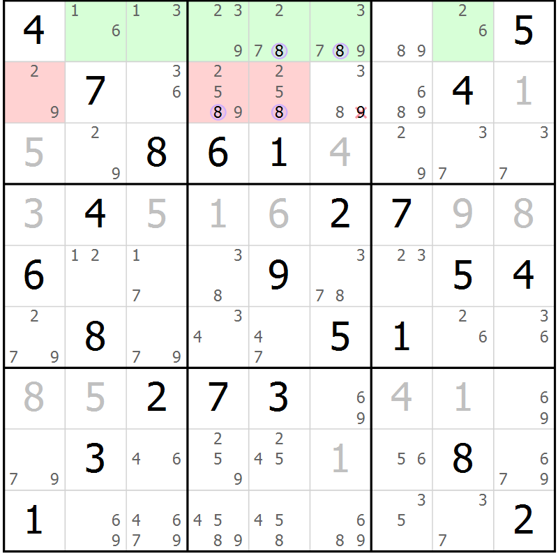 Position des candidats pour la solution de la Gr 47 page 50 du magazine de sudoku Suprême n° 024