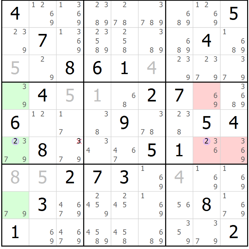 Position des candidats pour la solution de la Gr 47 page 50 du magazine de sudoku Suprême n° 024