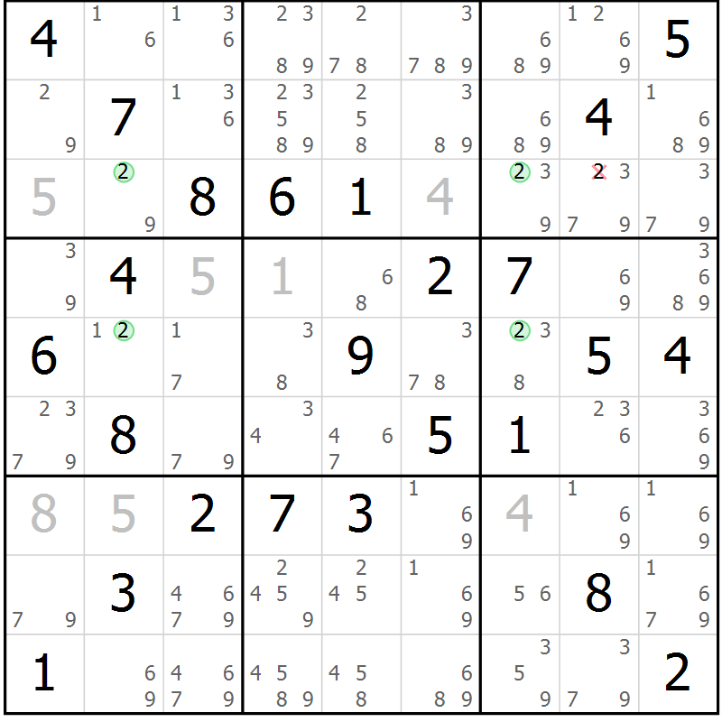 Position des candidats pour la solution de la Gr 47 page 50 du magazine de sudoku Suprême n° 024