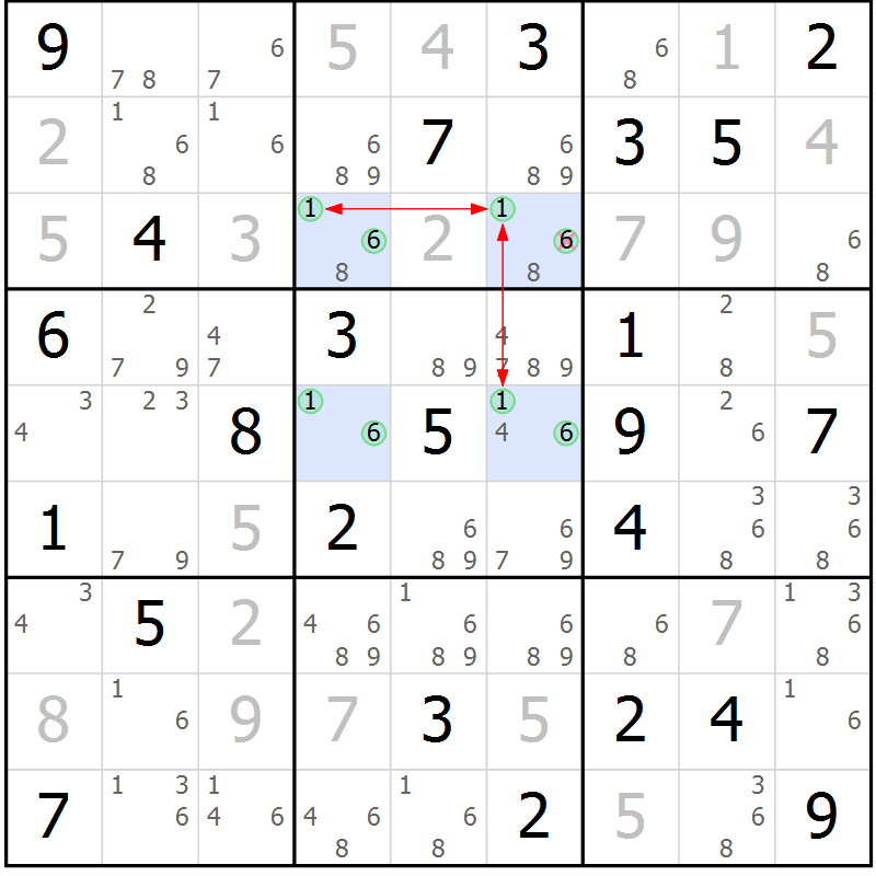 Position des candidats pour la solution de la Gr 48 page 51 du magazine de sudoku Suprême n° 024