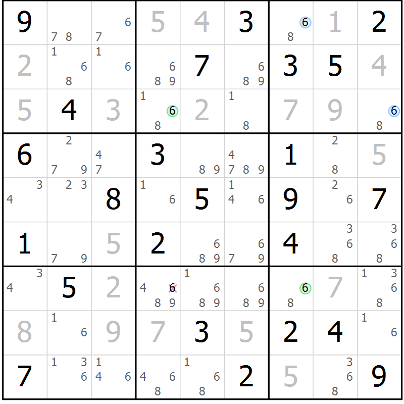 Position des candidats pour la solution de la Gr 48 page 51 du magazine de sudoku Suprême n° 024