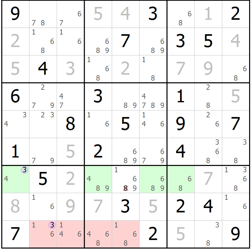Position des candidats pour la solution de la Gr 48 page 51 du magazine de sudoku Suprême n° 024