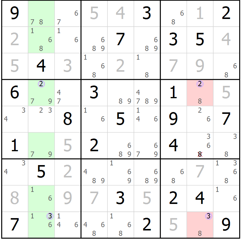 Position des candidats pour la solution de la Gr 48 page 51 du magazine de sudoku Suprême n° 024