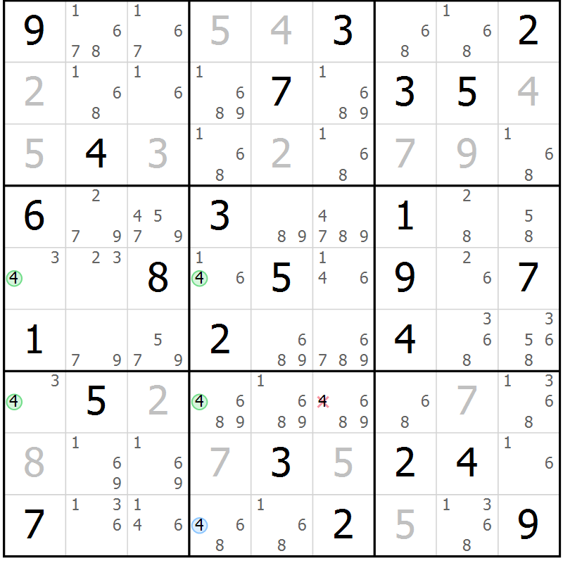 Position des candidats pour la solution de la Gr 48 page 51 du magazine de sudoku Suprême n° 024