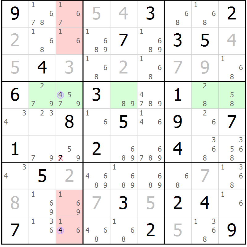 Position des candidats pour la solution de la Gr 48 page 51 du magazine de sudoku Suprême n° 024