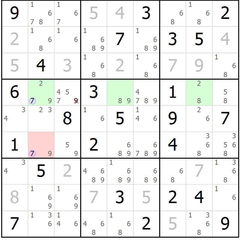 Position des candidats pour la solution de la Gr 48 page 51 du magazine de sudoku Suprême n° 024