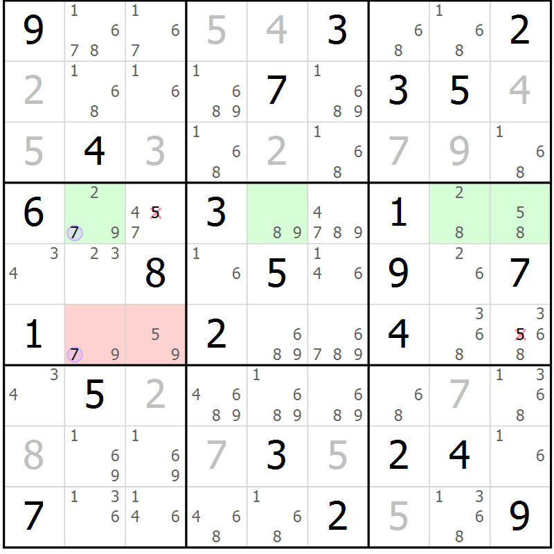 Position des candidats pour la solution de la Gr 48 page 51 du magazine de sudoku Suprême n° 024