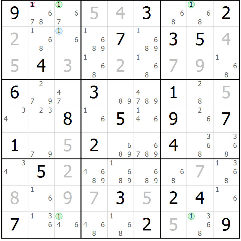 Position des candidats pour la solution de la Gr 48 page 51 du magazine de sudoku Suprême n° 024