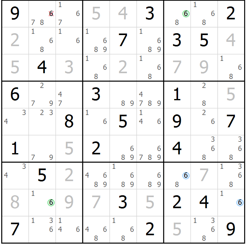 Position des candidats pour la solution de la Gr 48 page 51 du magazine de sudoku Suprême n° 024