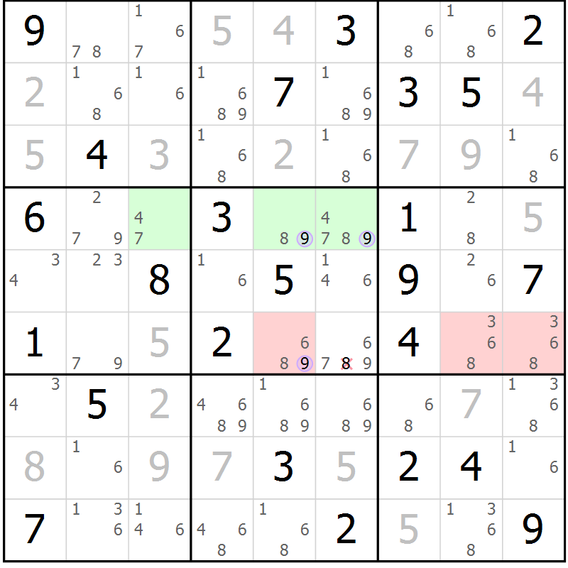 Position des candidats pour la solution de la Gr 48 page 51 du magazine de sudoku Suprême n° 024