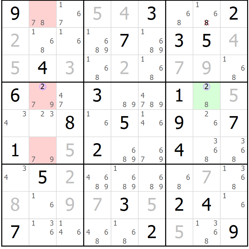 Position des candidats pour la solution de la Gr 48 page 51 du magazine de sudoku Suprême n° 024