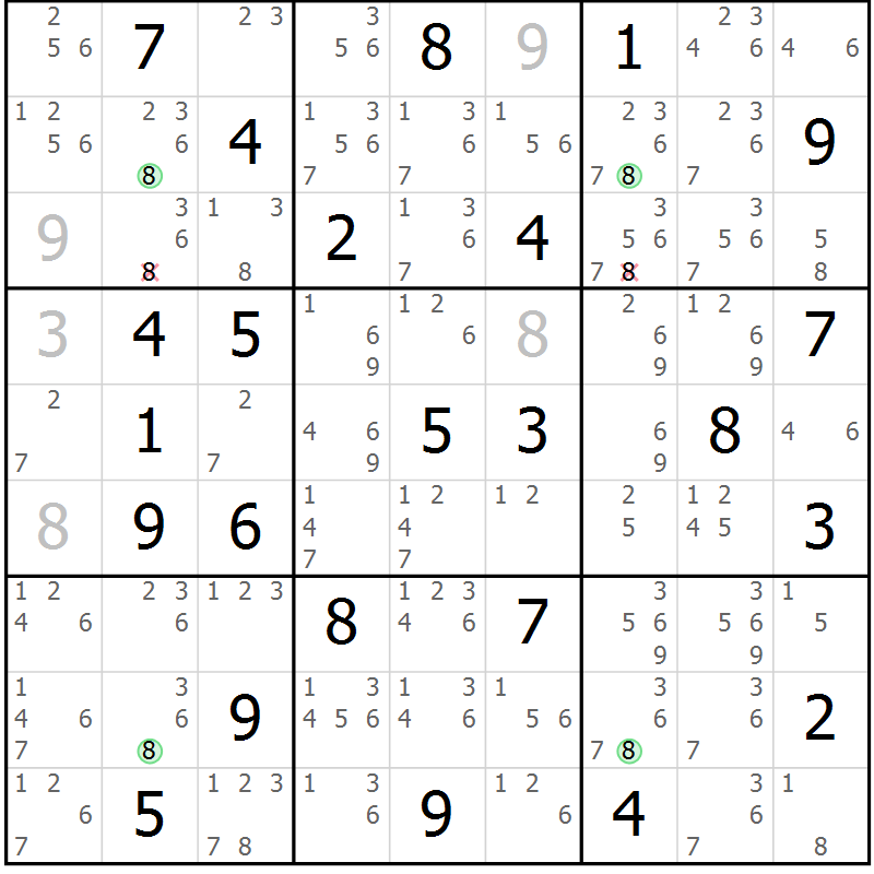 Position des candidats pour la solution de la Gr 49 page 52 du magazine de sudoku Suprême n° 024