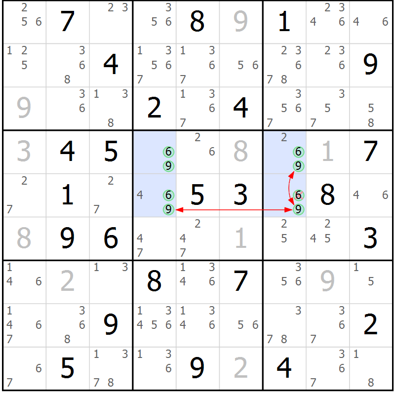 Position des candidats pour la solution de la Gr 49 page 52 du magazine de sudoku Suprême n° 024