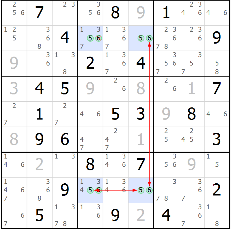 Position des candidats pour la solution de la Gr 49 page 52 du magazine de sudoku Suprême n° 024