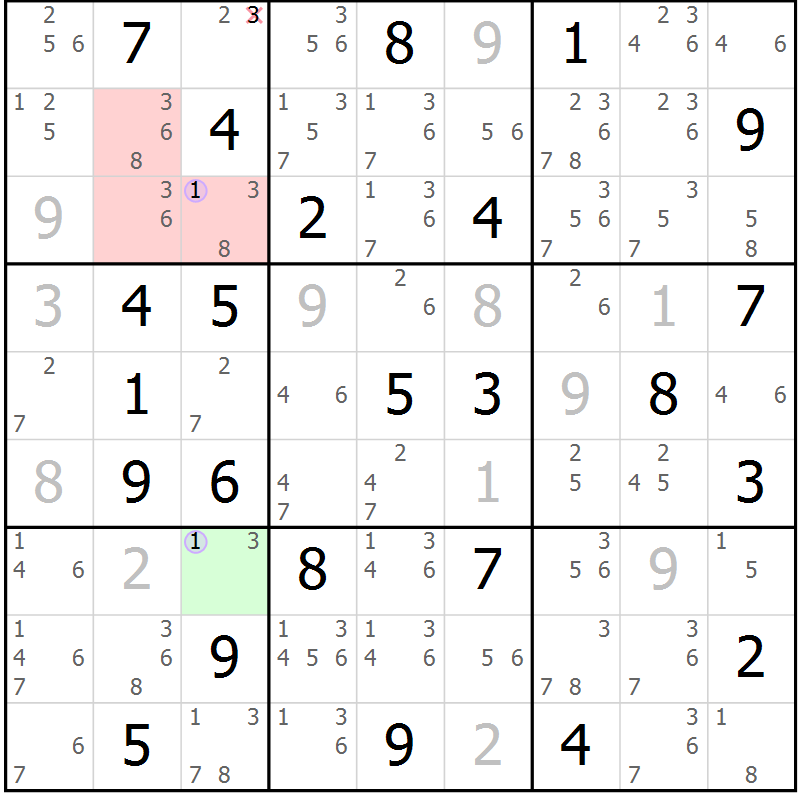 Position des candidats pour la solution de la Gr 49 page 52 du magazine de sudoku Suprême n° 024