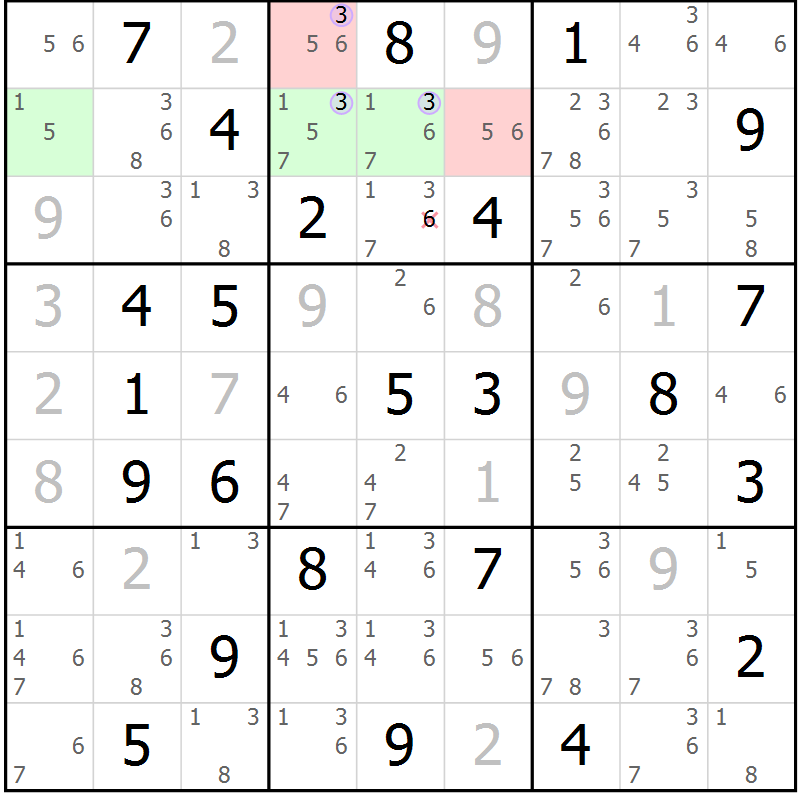 Position des candidats pour la solution de la Gr 49 page 52 du magazine de sudoku Suprême n° 024