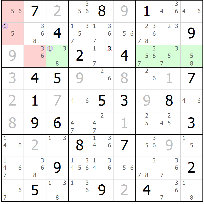 Position des candidats pour la solution de la Gr 49 page 52 du magazine de sudoku Suprême n° 024
