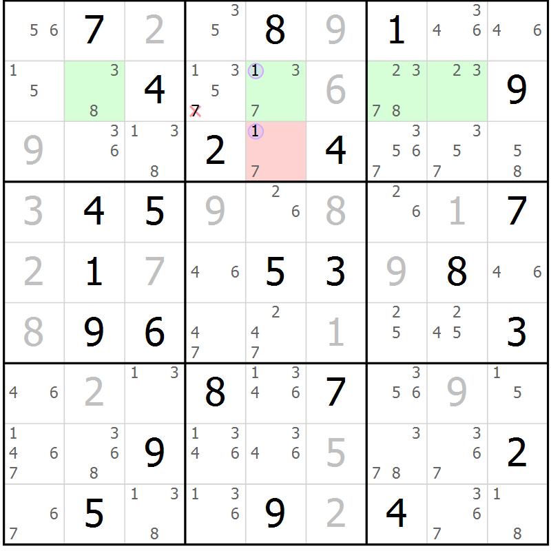 Position des candidats pour la solution de la Gr 49 page 52 du magazine de sudoku Suprême n° 024