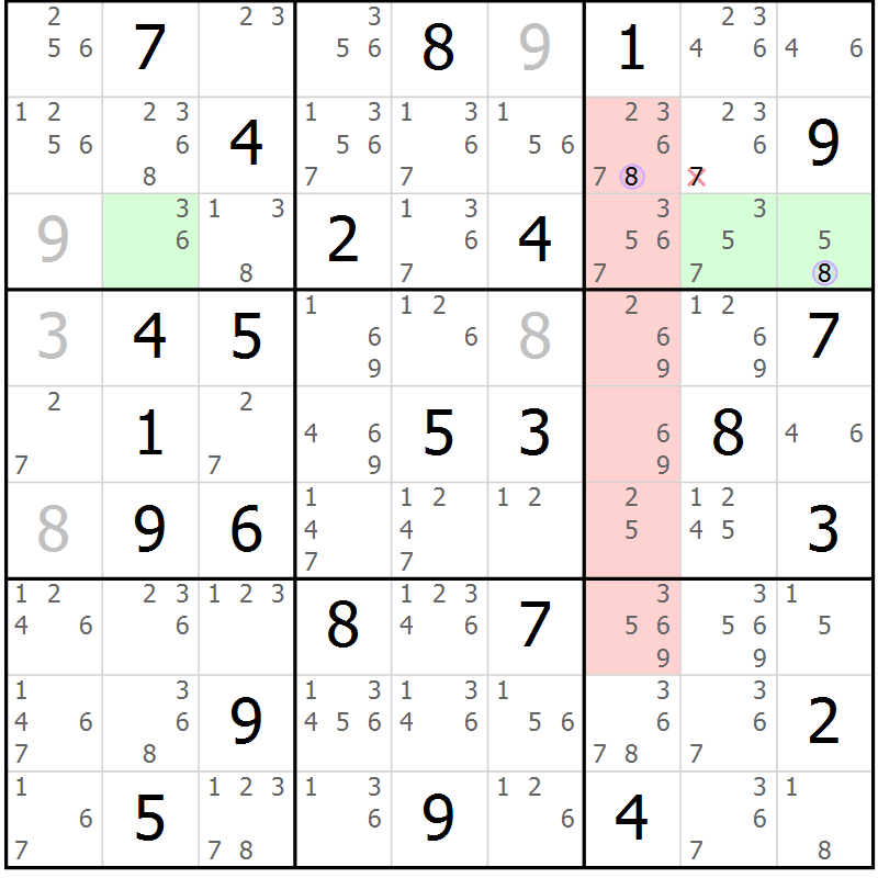 Position des candidats pour la solution de la Gr 49 page 52 du magazine de sudoku Suprême n° 024