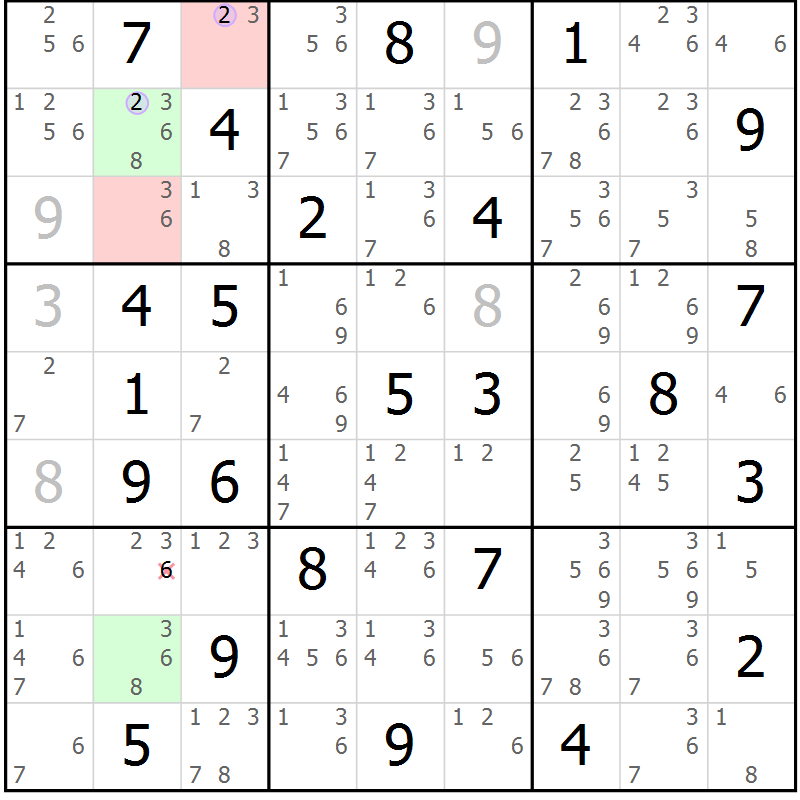Position des candidats pour la solution de la Gr 49 page 52 du magazine de sudoku Suprême n° 024