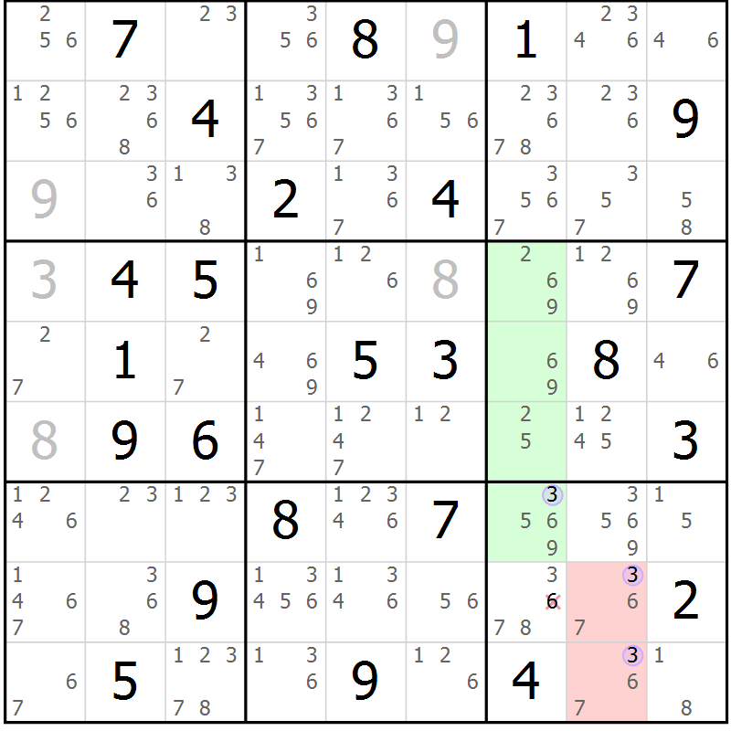 Position des candidats pour la solution de la Gr 49 page 52 du magazine de sudoku Suprême n° 024