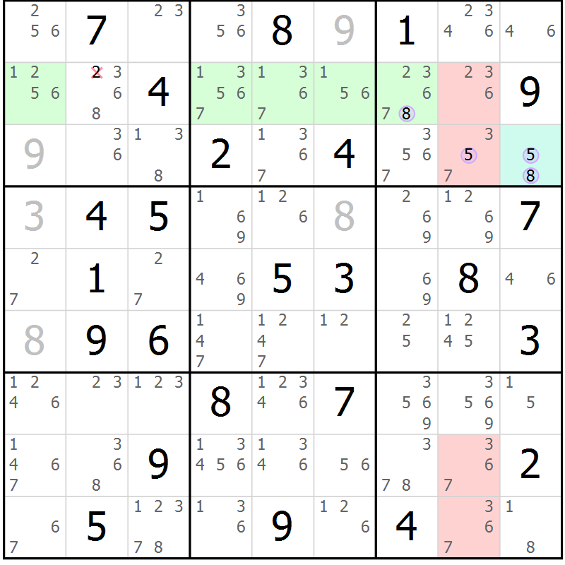 Position des candidats pour la solution de la Gr 49 page 52 du magazine de sudoku Suprême n° 024