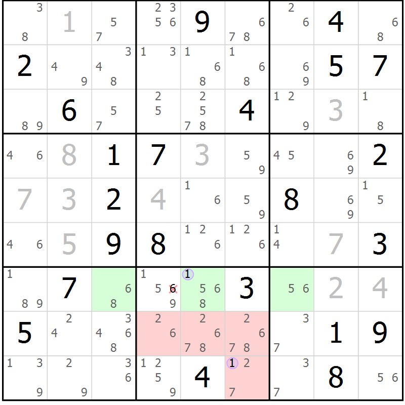 Position des candidats pour la solution de la Gr 5 page 8 du magazine de sudoku Suprême n° 024