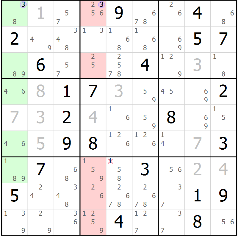Position des candidats pour la solution de la Gr 5 page 8 du magazine de sudoku Suprême n° 024