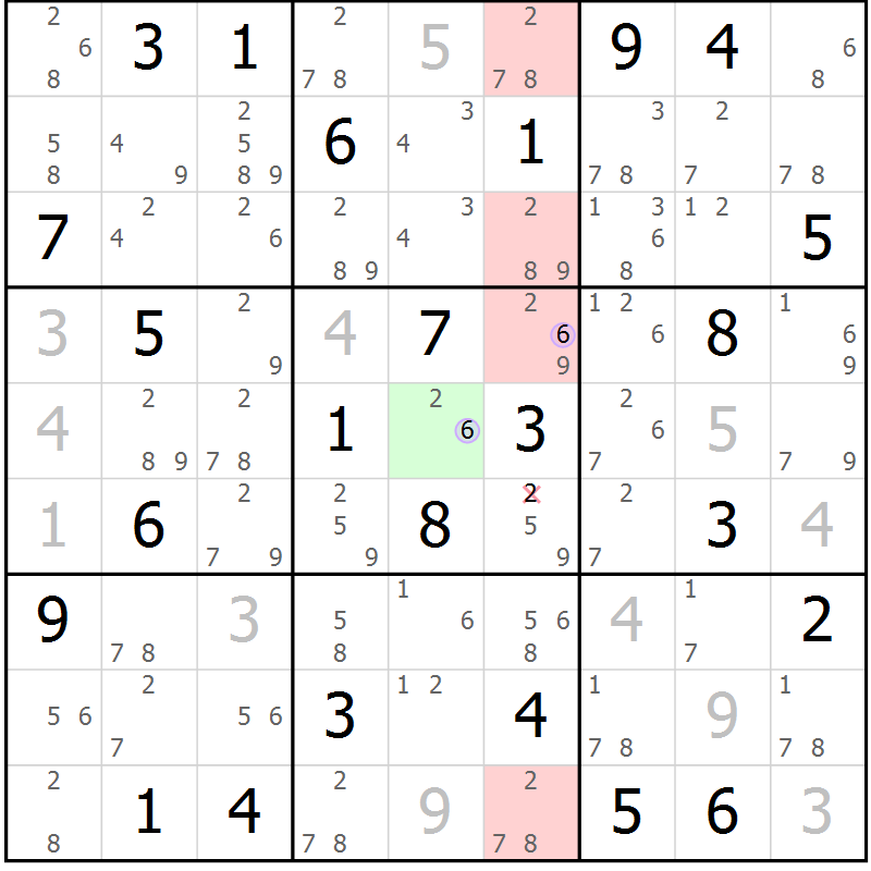 Position des candidats pour la solution de la Gr 51 page 54 du magazine de sudoku Suprême n° 024