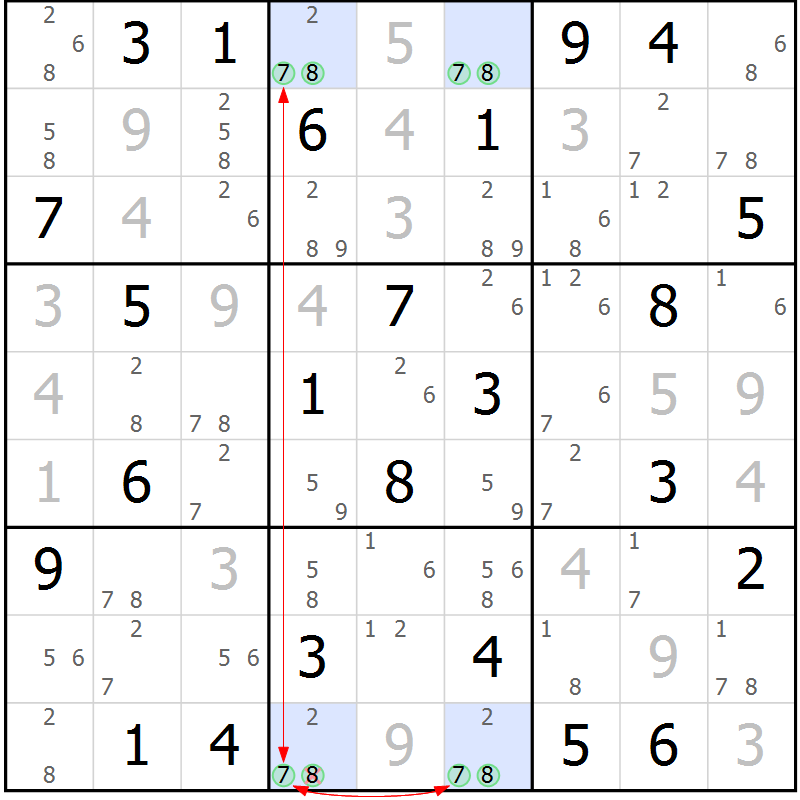 Position des candidats pour la solution de la Gr 51 page 54 du magazine de sudoku Suprême n° 024