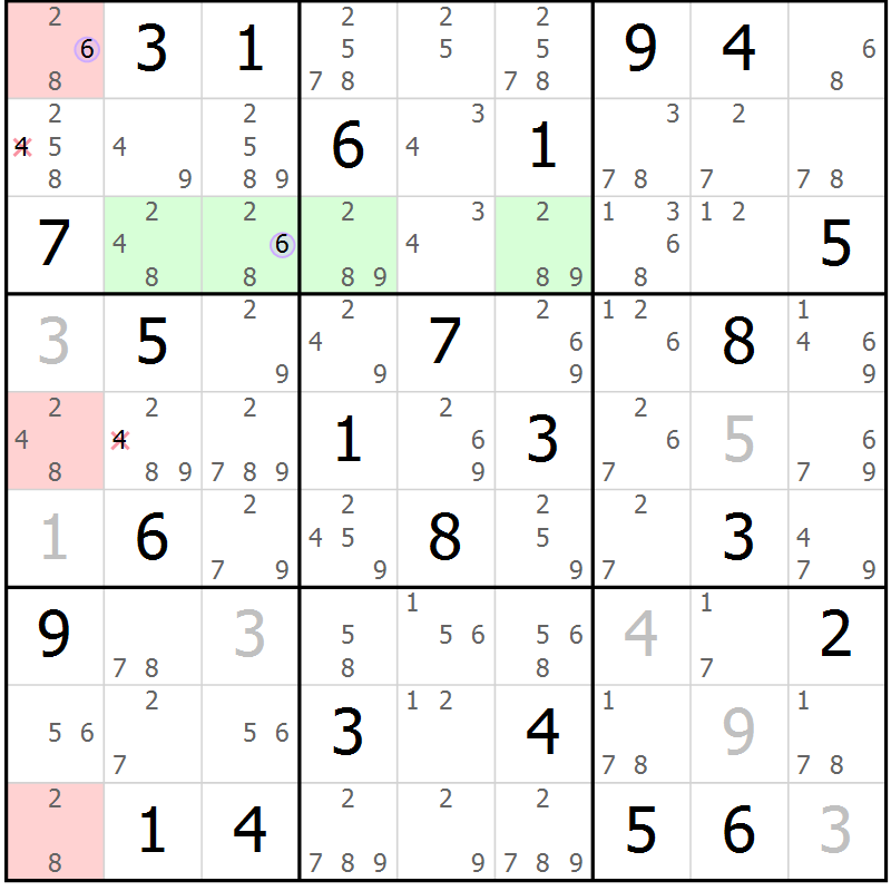 Position des candidats pour la solution de la Gr 51 page 54 du magazine de sudoku Suprême n° 024