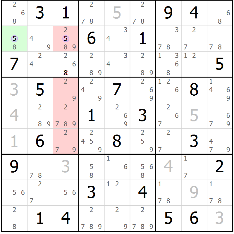 Position des candidats pour la solution de la Gr 51 page 54 du magazine de sudoku Suprême n° 024
