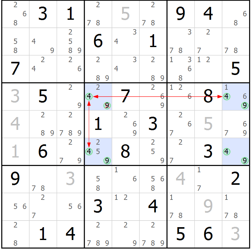 Position des candidats pour la solution de la Gr 51 page 54 du magazine de sudoku Suprême n° 024