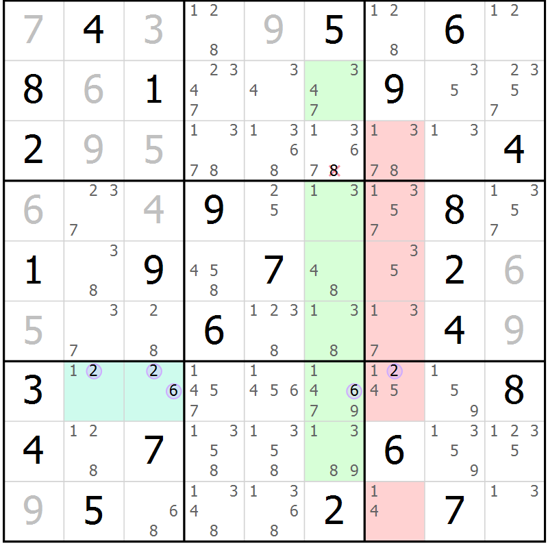 Position des candidats pour la solution de la Gr 52 page 55 du magazine de sudoku Suprême n° 024