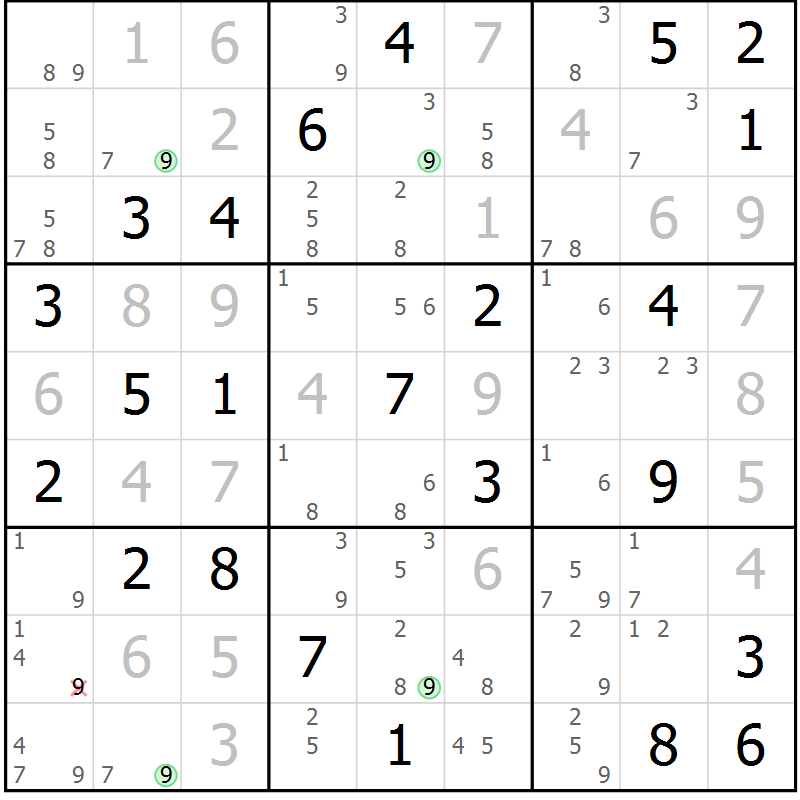 Position des candidats pour la solution de la Gr 53 page 56 du magazine de sudoku Suprême n° 024