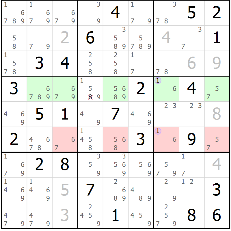 Position des candidats pour la solution de la Gr 53 page 56 du magazine de sudoku Suprême n° 024