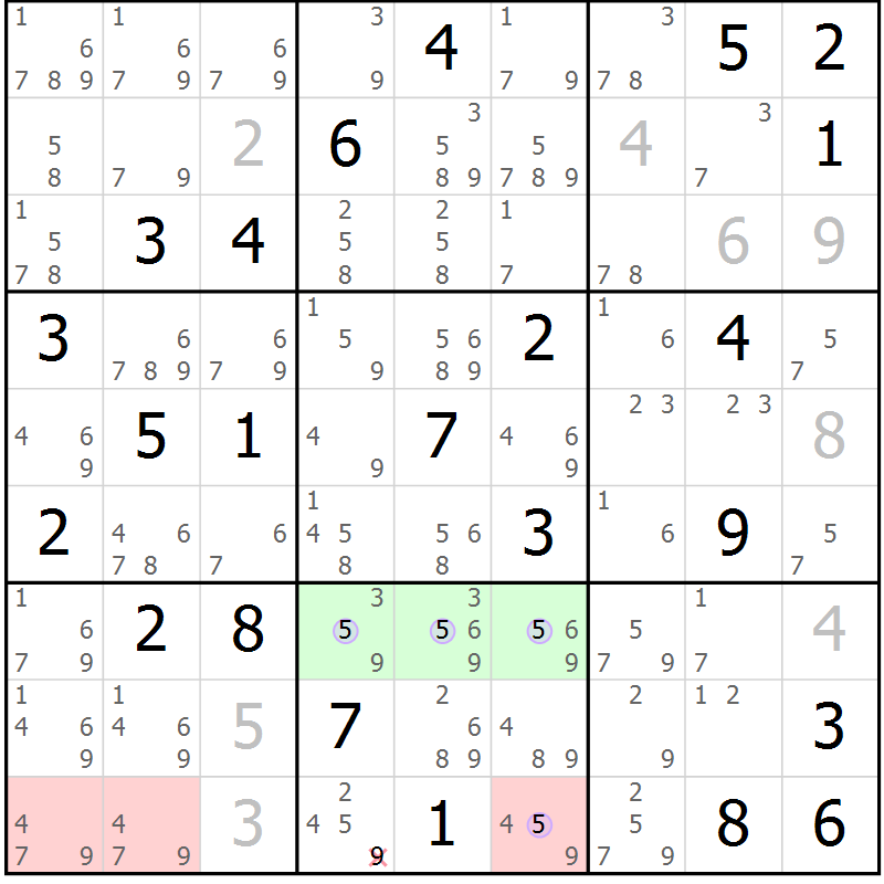 Position des candidats pour la solution de la Gr 53 page 56 du magazine de sudoku Suprême n° 024