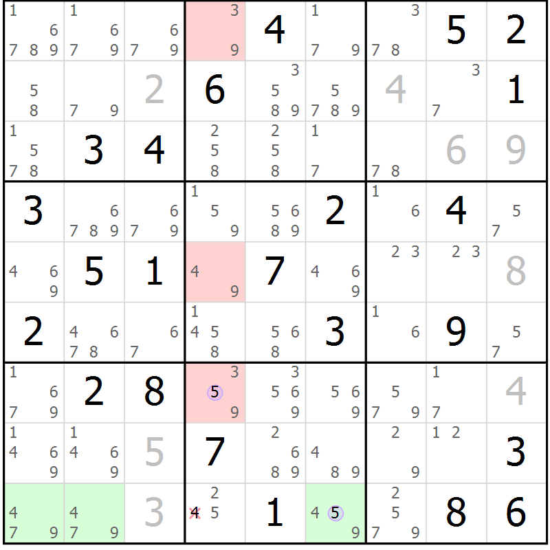 Position des candidats pour la solution de la Gr 53 page 56 du magazine de sudoku Suprême n° 024