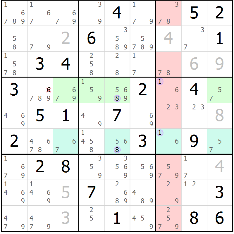 Position des candidats pour la solution de la Gr 53 page 56 du magazine de sudoku Suprême n° 024